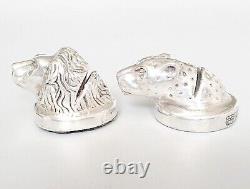 Pair vintage filled sterling silver place name holders, Afrisilver, South Africa