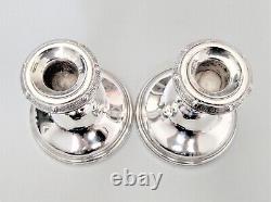 Pair vintage hallmarked silver 4'' candlesticks, Adie Bros, B'ham 1956