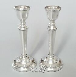 Pair vintage solid silver 6'' candlesticks, Mappin & Webb, B'ham 1986