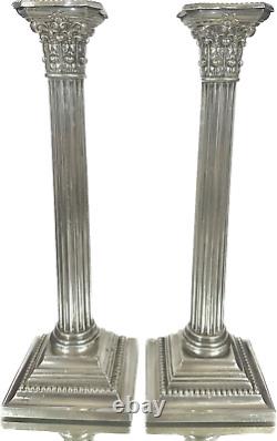 Pr Vintage Gorham Sterling Silver Column Candleholder Candlesticks Candle Holder