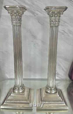 Pr Vintage Gorham Sterling Silver Column Candleholder Candlesticks Candle Holder