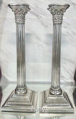 Pr Vintage Gorham Sterling Silver Column Candleholder Candlesticks Candle Holder