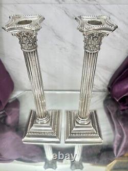 Pr Vintage Gorham Sterling Silver Column Candleholder Candlesticks Candle Holder