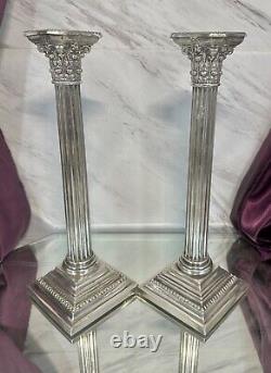 Pr Vintage Gorham Sterling Silver Column Candleholder Candlesticks Candle Holder