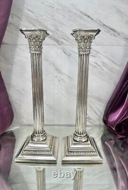 Pr Vintage Gorham Sterling Silver Column Candleholder Candlesticks Candle Holder