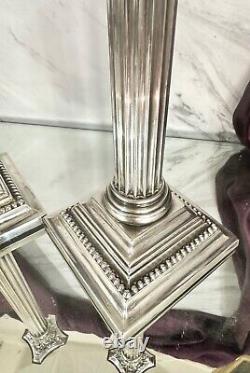 Pr Vintage Gorham Sterling Silver Column Candleholder Candlesticks Candle Holder