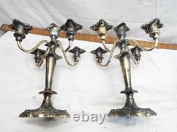 Pr Vintage Victorian Silver Plate Candle Sticks Candelabra Ornate Baroque