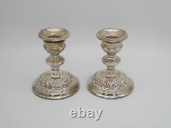 Pretty Pair Vintage Solid Sterling Silver Candlesticks W I Broadway 1977