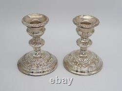 Pretty Pair Vintage Solid Sterling Silver Candlesticks W I Broadway 1977