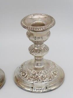 Pretty Pair Vintage Solid Sterling Silver Candlesticks W I Broadway 1977