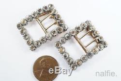 QUALITY PAIR of ANTIQUE ENGLISH SILVER & GOLD FOILED PASTE SHOE BUCKLES c1820