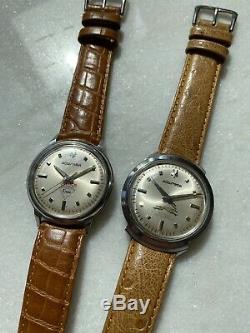 RARE PAIR Vintage 1960's Bulova Accutron DOUBLE STAMPED for employees
