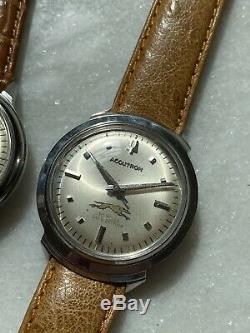 RARE PAIR Vintage 1960's Bulova Accutron DOUBLE STAMPED for employees
