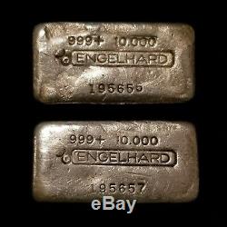 RARE Vintage poured Engelhard 2-10oz bars. (20oz Total) almost sequential pair