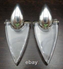 Rare Beautiful Pair of Vintage 1980s BAYANIHAN Sterling Silver & Lucite Earrings