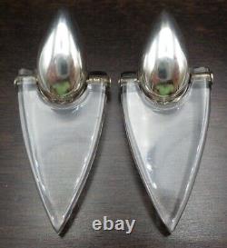 Rare Beautiful Pair of Vintage 1980s BAYANIHAN Sterling Silver & Lucite Earrings