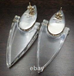 Rare Beautiful Pair of Vintage 1980s BAYANIHAN Sterling Silver & Lucite Earrings