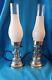 Rare Find Vintage Pair Glass And Aluminum Lamp