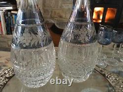 Rare PAIR VINTAGE Silver Collar DECANTERS C J VANDER 15 Marchioness Hobnail