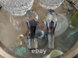 Rare PAIR VINTAGE Silver Collar DECANTERS C J VANDER 15 Marchioness Hobnail