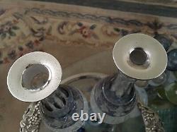 Rare PAIR VINTAGE Silver Collar DECANTERS C J VANDER 15 Marchioness Hobnail