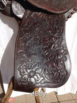 Rare Pair O Dice 15 1/2 Vintage Silver Laced Arabian Style Western Saddle