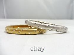 Rare Pair Of Vintage Signed Swarovski Gold And Silver Cuff Bracelets