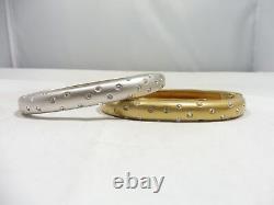 Rare Pair Of Vintage Signed Swarovski Gold And Silver Cuff Bracelets