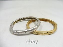 Rare Pair Of Vintage Signed Swarovski Gold And Silver Cuff Bracelets