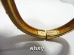 Rare Pair Of Vintage Signed Swarovski Gold And Silver Cuff Bracelets