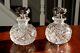 Rare Pair Sterling Silver & Cut Crystal Glass Cologne Bottles Antique Vintage