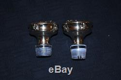 Rare Pair Sterling Silver & Cut Crystal Glass Cologne Bottles Antique Vintage