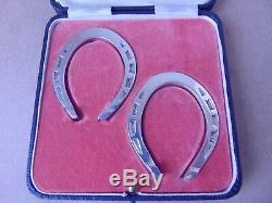 Rare Pair Vintage Sterling Silver Horseshoe Napkin Rings 1943, Boxed