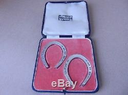 Rare Pair Vintage Sterling Silver Horseshoe Napkin Rings 1943, Boxed