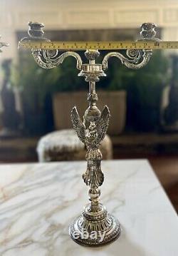 Rare Set Angel Candelabras Vintage/Antique Silver Patina