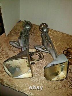 Rare VTG Art Deco Nouveau Arts & Craft RONSON Female Nude Lamps PAIR 1900-1940