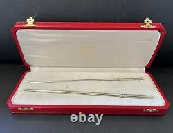 Rare Vintage LES MUST DE CARTIER Solid Sterling Silver Pair of Chopsticks With Box