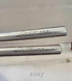 Rare Vintage LES MUST DE CARTIER Solid Sterling Silver Pair of Chopsticks With Box
