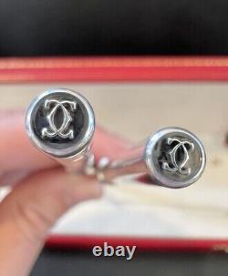 Rare Vintage LES MUST DE CARTIER Solid Sterling Silver Pair of Chopsticks With Box