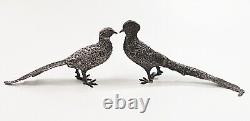 Rare Vintage Mexican Solid Sterling Silver Pair Table Pheasants Heavy Weight