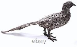 Rare Vintage Mexican Solid Sterling Silver Pair Table Pheasants Heavy Weight