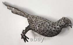 Rare Vintage Mexican Solid Sterling Silver Pair Table Pheasants Heavy Weight