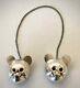 Rare Vintage Pair Sterling Silver By Jw Robbins Panda Bib Clips Or Sweater Guard