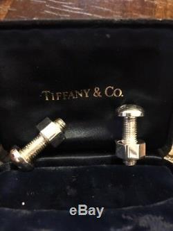 Rare Vintage Pair Tiffany & Co Sterling Silver Nut & Bolt Mens Cufflinks