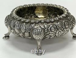 Rare Vintage Sterling Silver Kirk Repousse Pair Of Open Salt Cellars 1830-1846