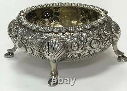 Rare Vintage Sterling Silver Kirk Repousse Pair Of Open Salt Cellars 1830-1846