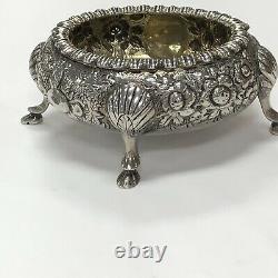 Rare Vintage Sterling Silver Kirk Repousse Pair Of Open Salt Cellars 1830-1846