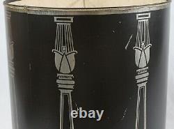 Rare Vintage Stiffel Drum Lamp Shade Pair Mid Century Neoclassical Black Silver