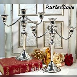 Rogers Sterling Silver Candelabra 3 Arm Vintage Candle holders a Pair