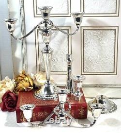 Rogers Sterling Silver Candelabra 3 Arm Vintage Candle holders a Pair